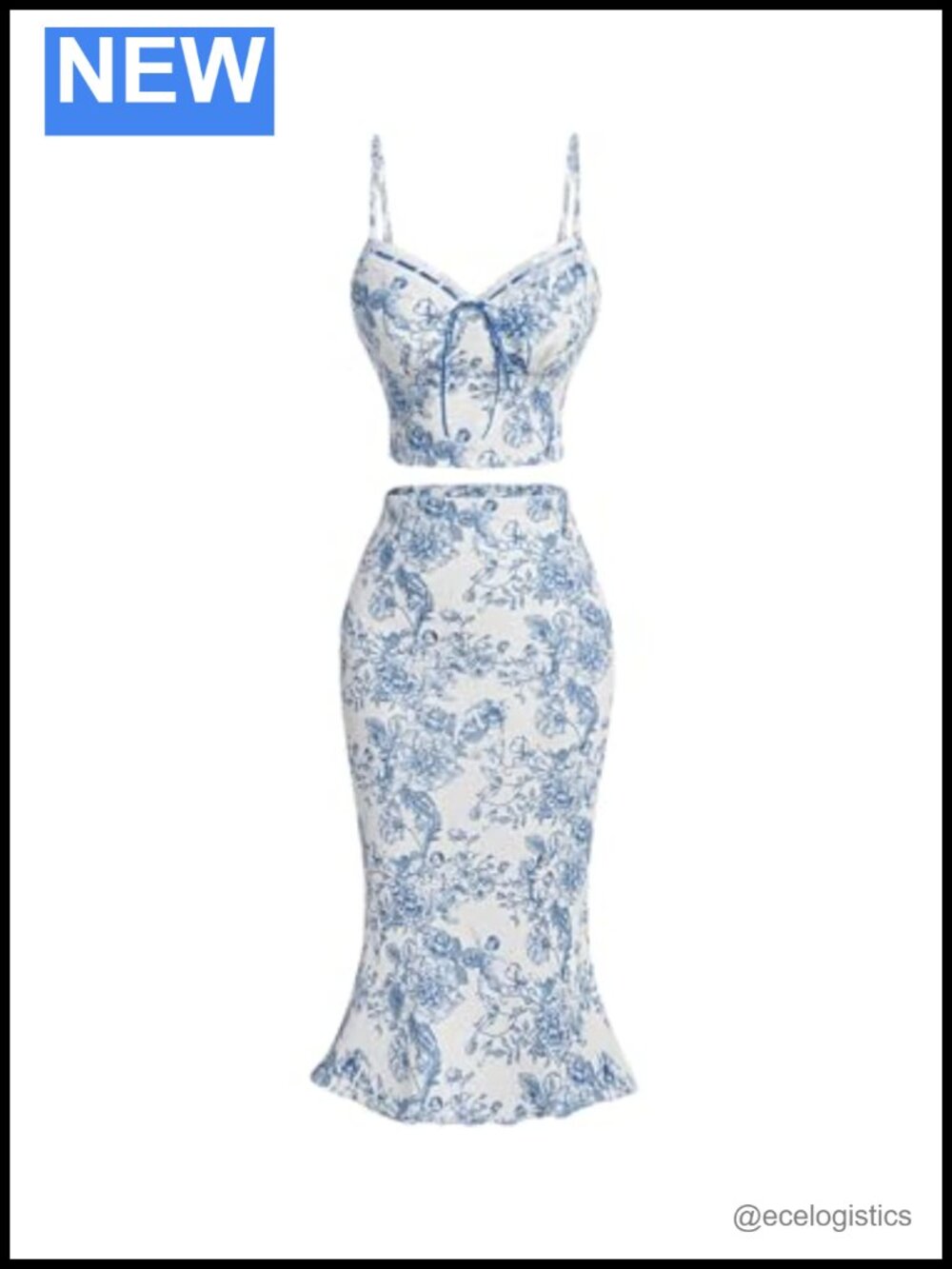 Floerns Women's 2 Piece Floral Print Tie Front Cami Skirt Set